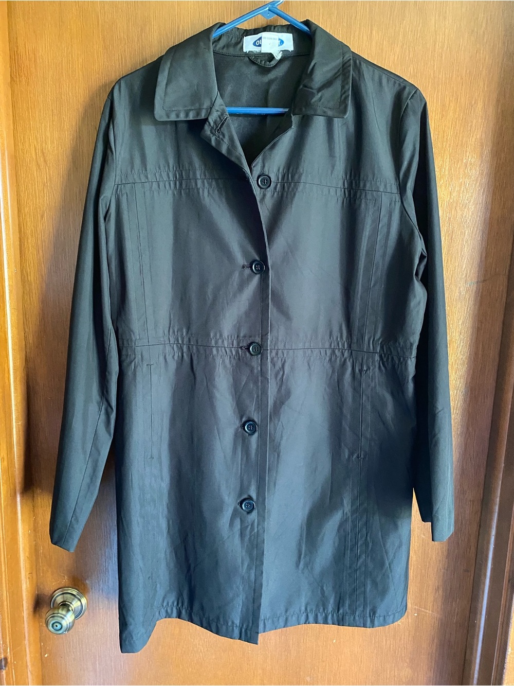 Old Navy Black Button-Front Trench Coat